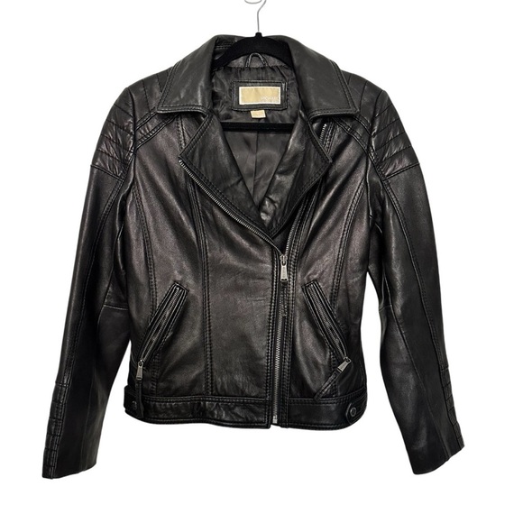 MICHAEL Michael Kors 100% Leather  Moto Jacket Small Women’s Lined Zip Pockets - Picture 1 of 16